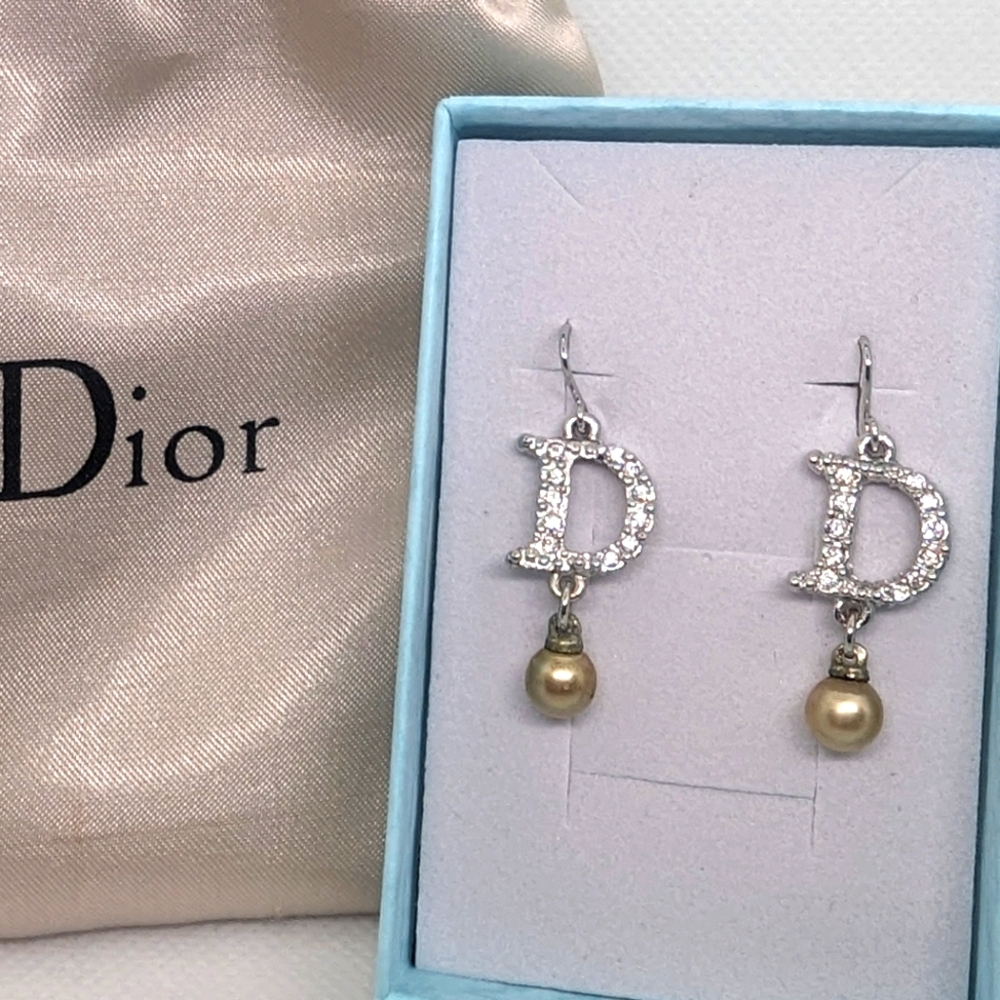 Christian Dior crystal 'D' earrings, vintage